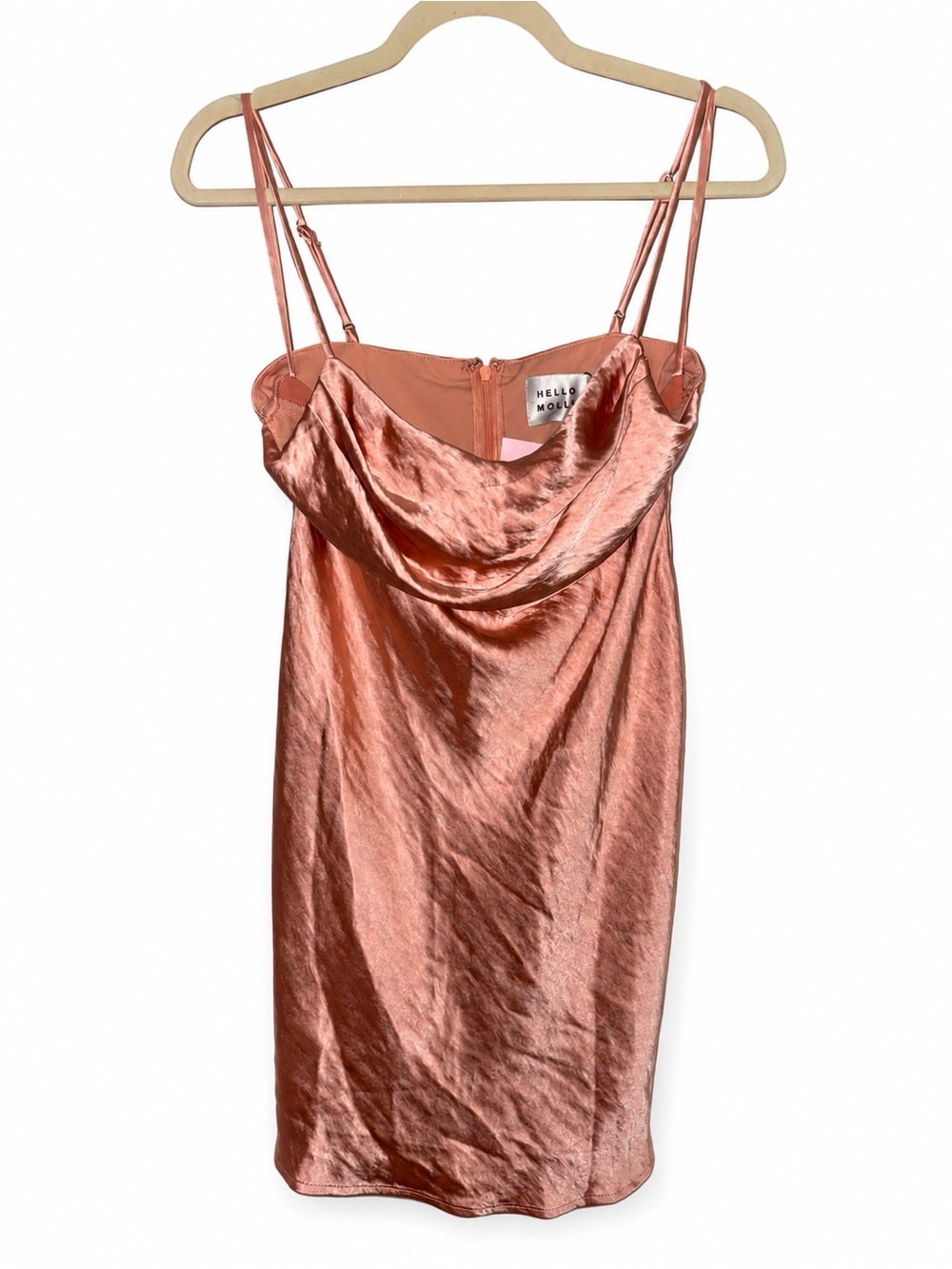 Hello Molly Copper Satin Cowl Mini Dress- NWT